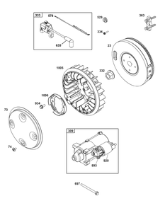 Flywheel, Ignition, And Starter Group Diagram and Parts List for 356447-0668-B5 200000 - 399999 Briggs and Stratton Engine